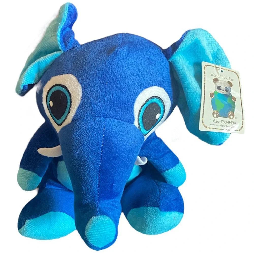 Big Eyes Elephant Luxury Softee Cuddle Soft World Plush Toys Stuffed Animal Blue